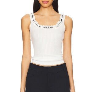 Free People White Lace Trim Tank Top